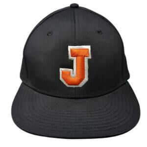 Letter J Fitted Baseball Cap Black XL Embroidered Flat Brim The Game